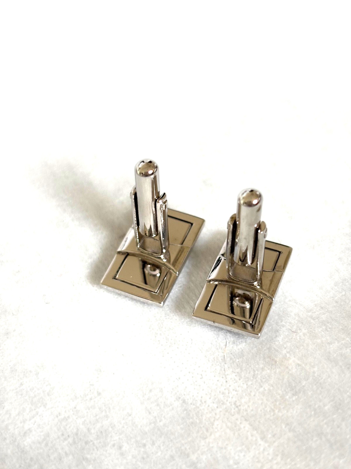 Vintage Japan Mid-Century Men’s Cufflinks Faux Shell Acrylic Silver Tone Retro