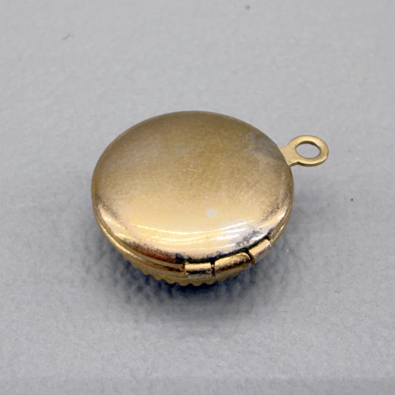 Vintage Gold Tone Locket Painted Flowers Tiny