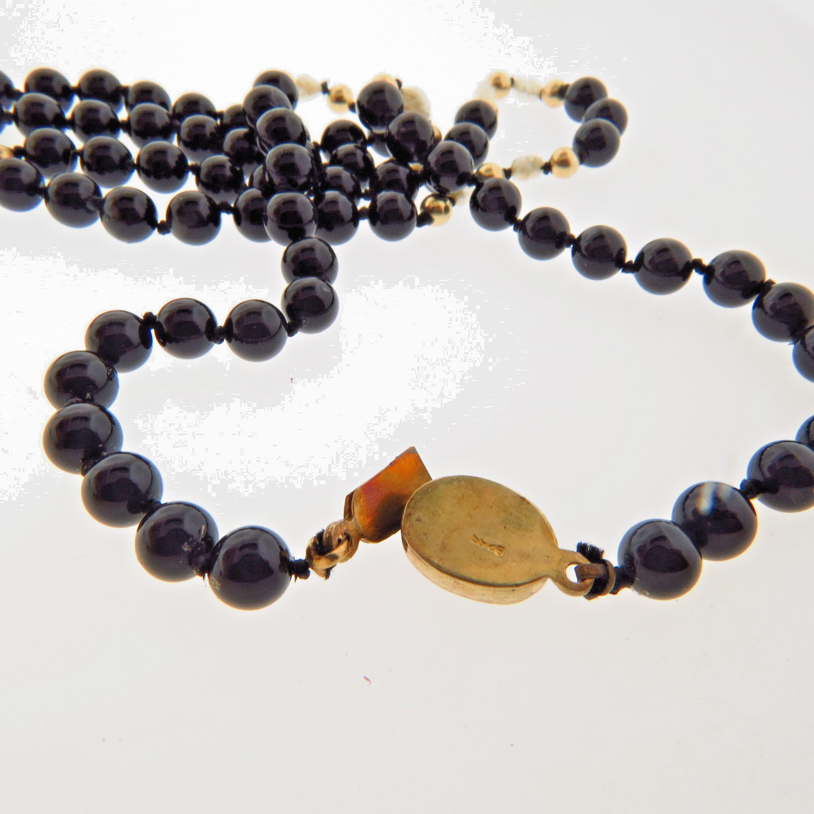 Vintage Onyx Bead Biwa Pearl Necklace Strand 6mm 29.5 Inch