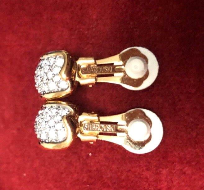 VTG SWAROVSKI Jeweler’s Collection Gold-Plated EARRINGS SWAN+SIGNATURE+COPYRIGHT