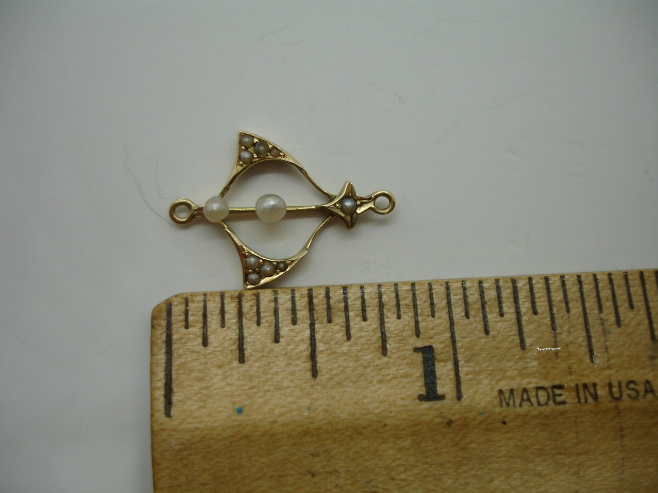 antique 14K gold seed pearl birthstone Lavalier Pendant charm wind dangle drop