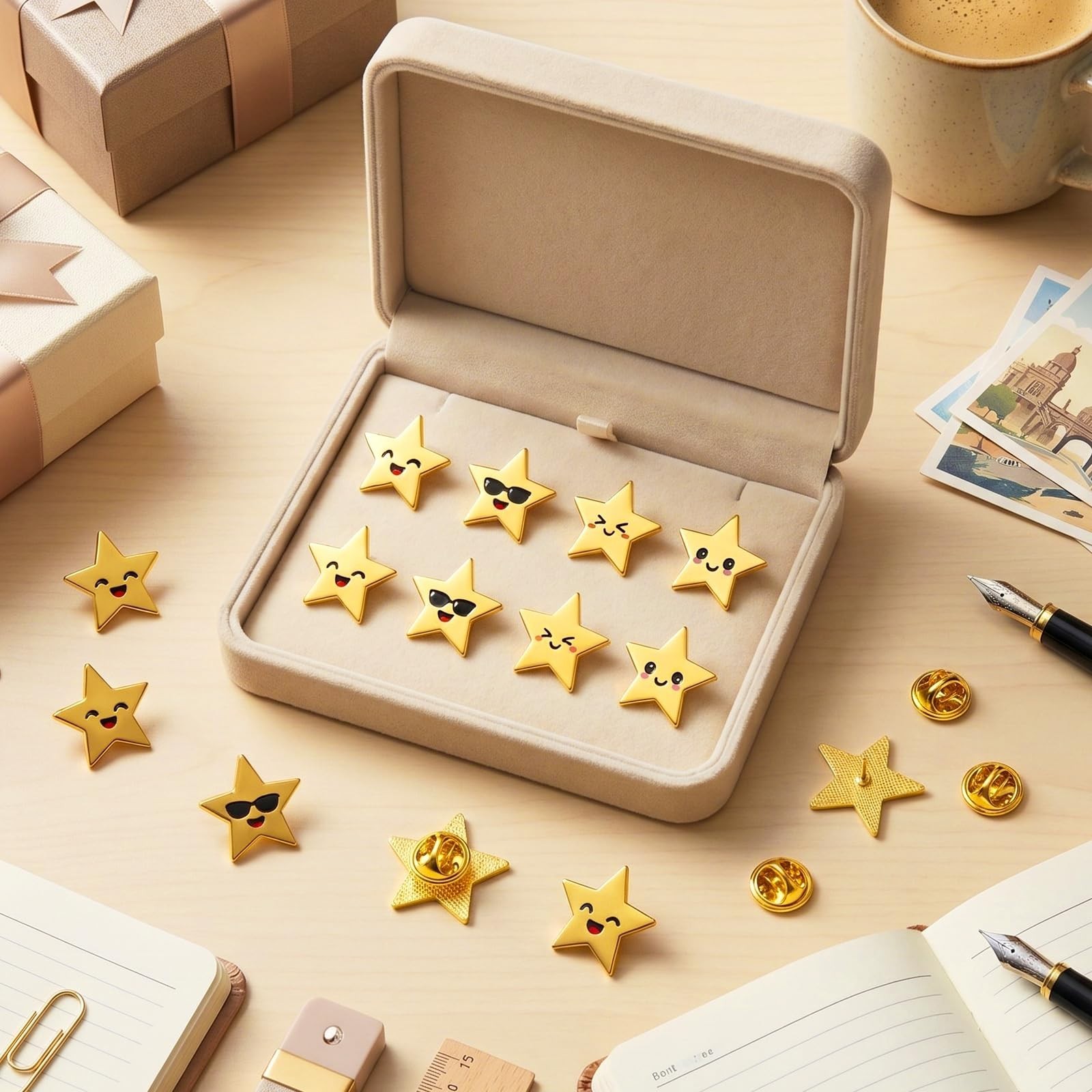 Bulk Gold Star Pins – 25/50/100/150/300 Pcs Metal Motivational Brooches for 4th