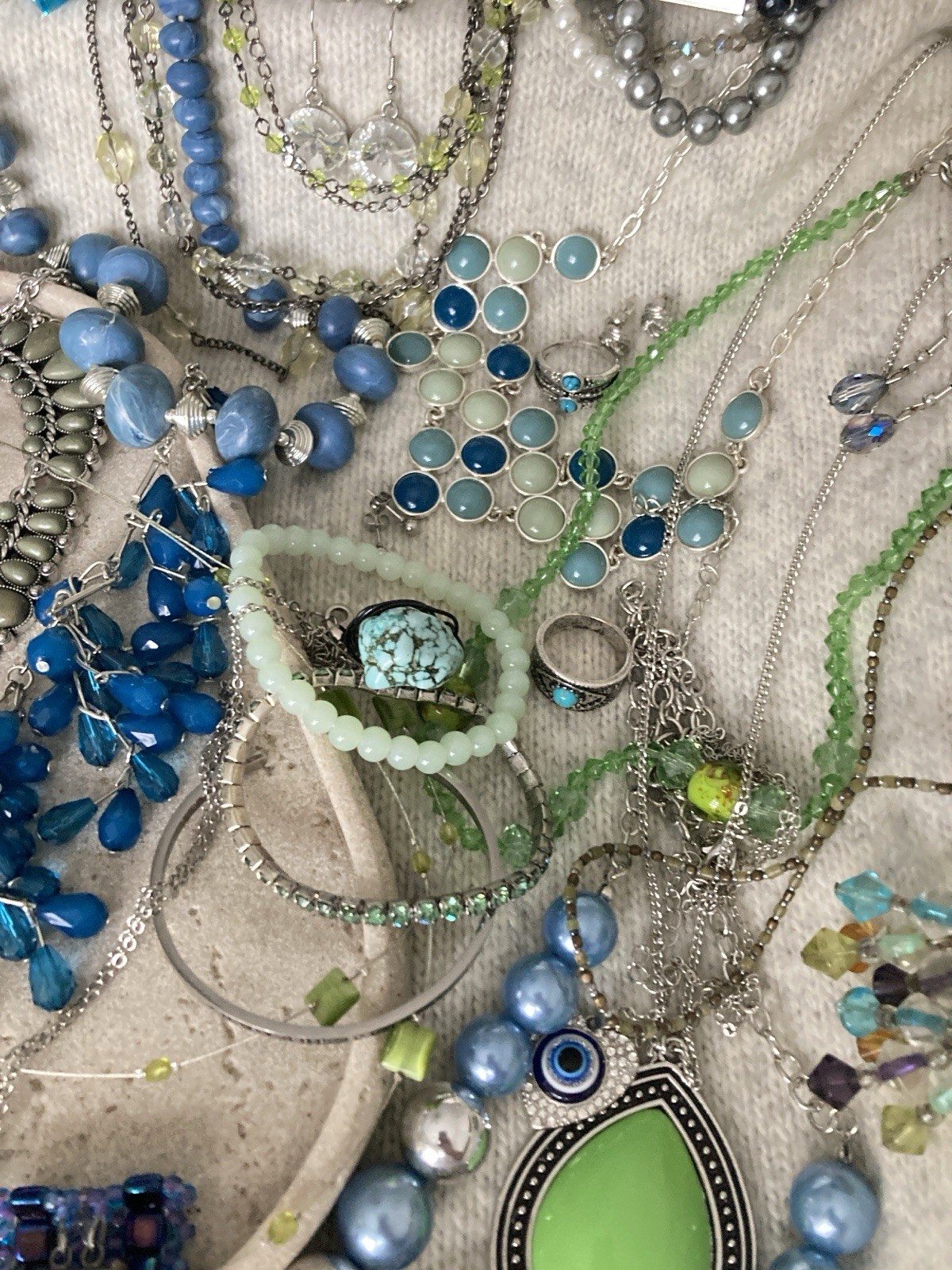 Vintage & Modern Costume Jewelry Lot Curated Collection ALL WEARABLE Blues
