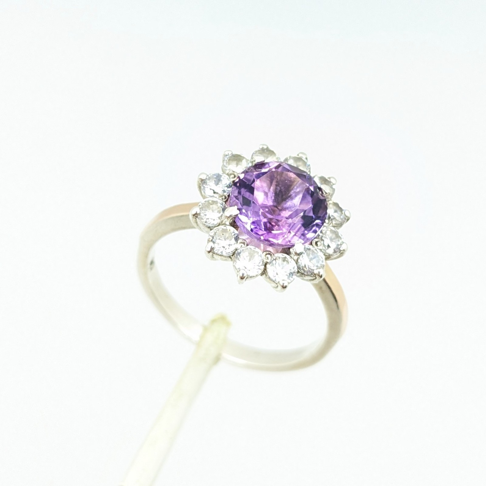 Vintage Luxury RING Silver 925 with Bright Amethyst -size: 7.5US (17.5mm) | #110