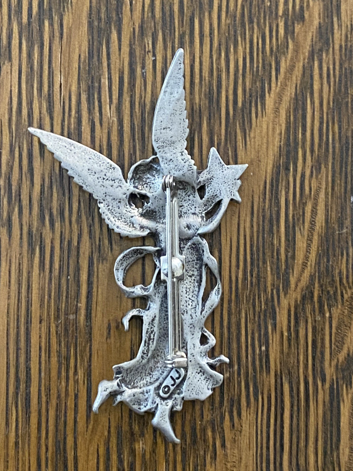 JONETTE JEWELRY – PEWTER ANGEL STAR BROOCH /PIN **FREE SHIPPING**