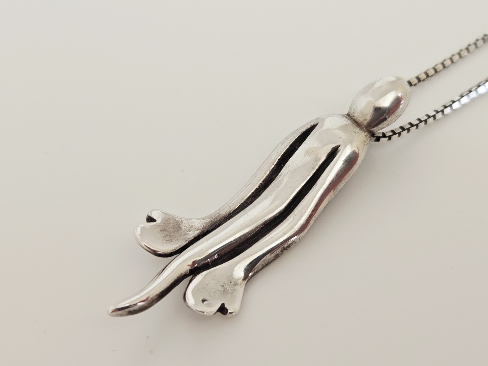 Vintage Artisan Signed Sterling Silver Modernist ‘Hope’ Figural Pendant Necklace