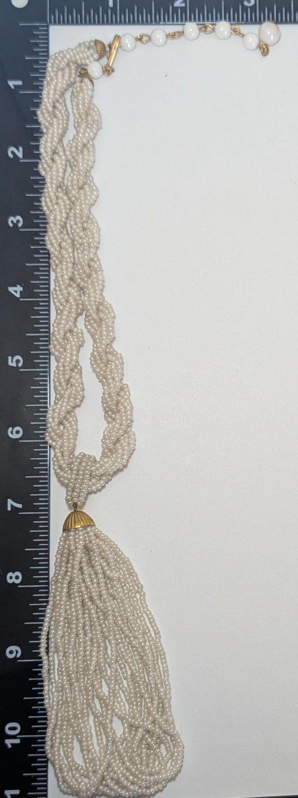 Vintage Multi-strand Beaded Necklace 16-18″ with golden accent