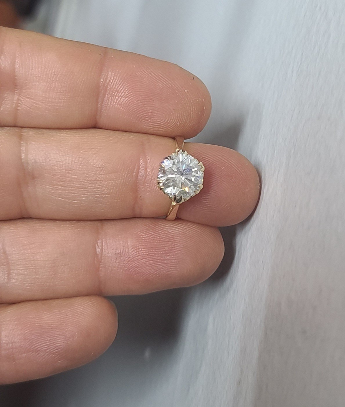 14k Yellow Gold Vintage Engagement Ring 2.82 Carat Natural Round Diamond