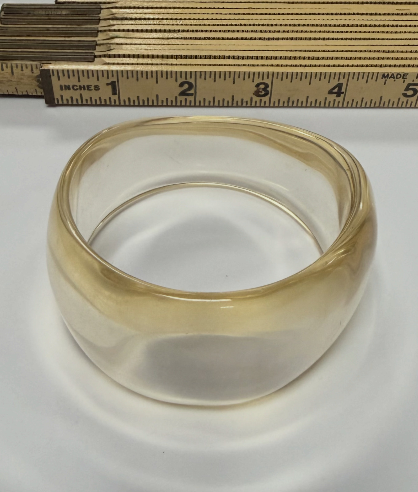 Vintage Clear Lucite Acrylic Chunky Bangle Bracelet Transparent Champagne MCM