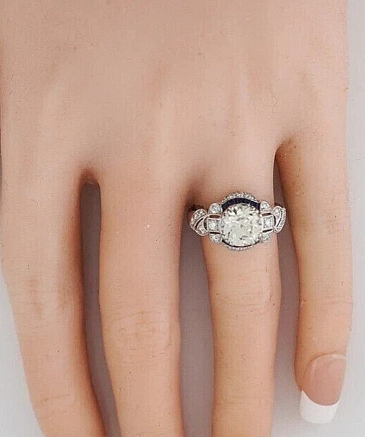 3Ct Art Deco Style Lab Created Diamond Engagement wedding 14K White Gold FN Ring
