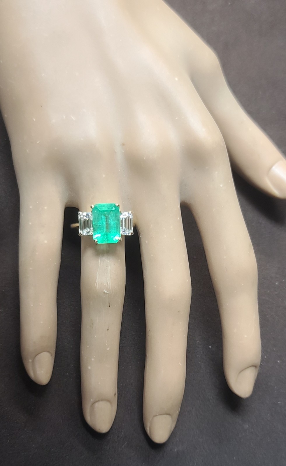Vintage 14k Yellow Gold Engagement Ring3.02ct.Natural Colombian Emerald GIA Cert