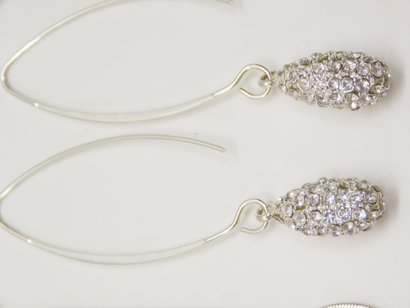 VTG Dangle Earrings Lot Pierced 1 Clip Silver Tone Blue Clear Rhinestones D2115