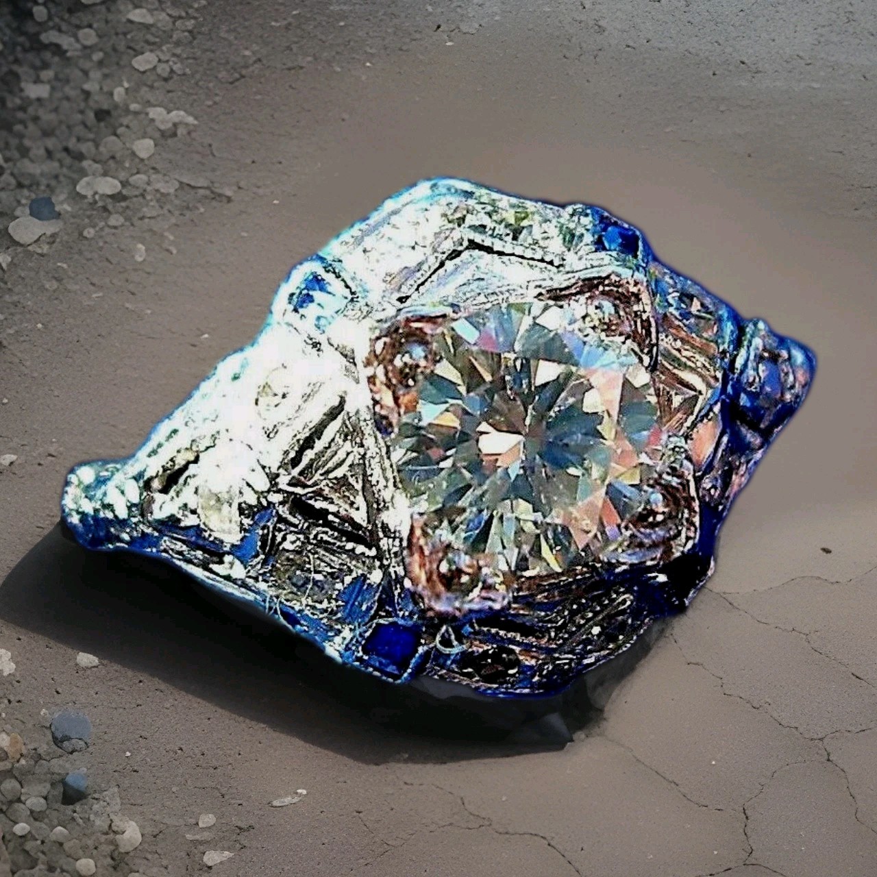 Original EARTH MINED DIAMOND Deco Engagement Ring 1 ct Vintage PLATINUM Sapphire