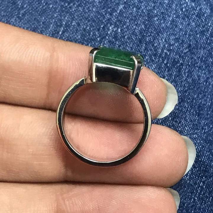 4.20 Ct Natural Emerald Art Deco Vintage Engagement Ring 925 Sterling Silver