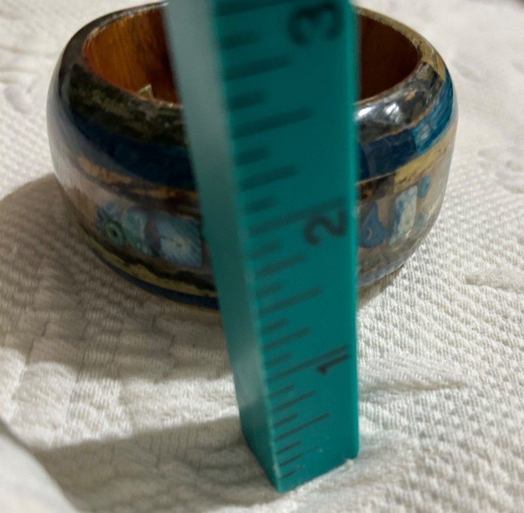 Artisan Wood Resin Acrylic Bangle Bracelet Boho Chunky Peacock Colors