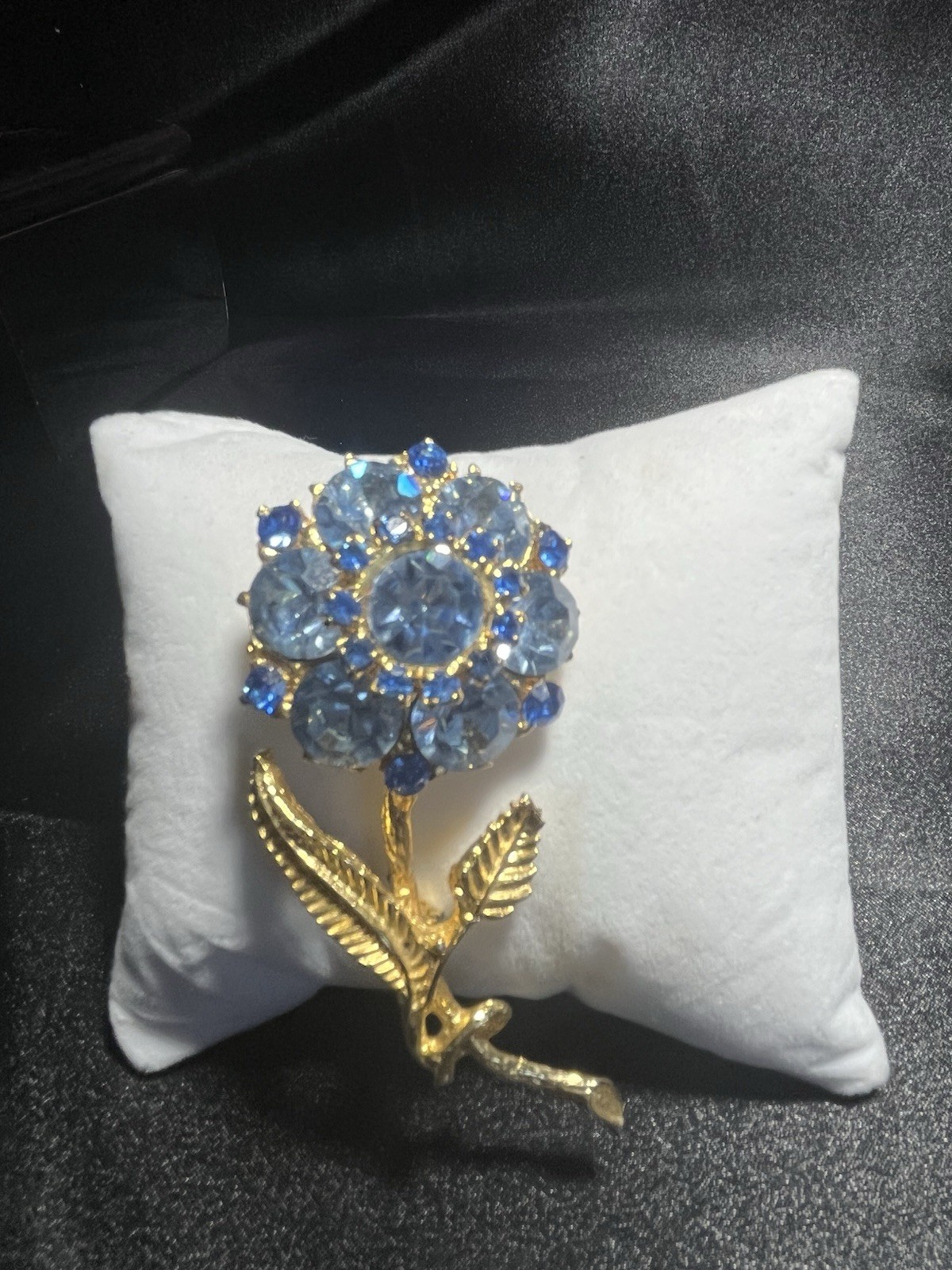 Vintage Edlee Blue Flower Brooch-Signed