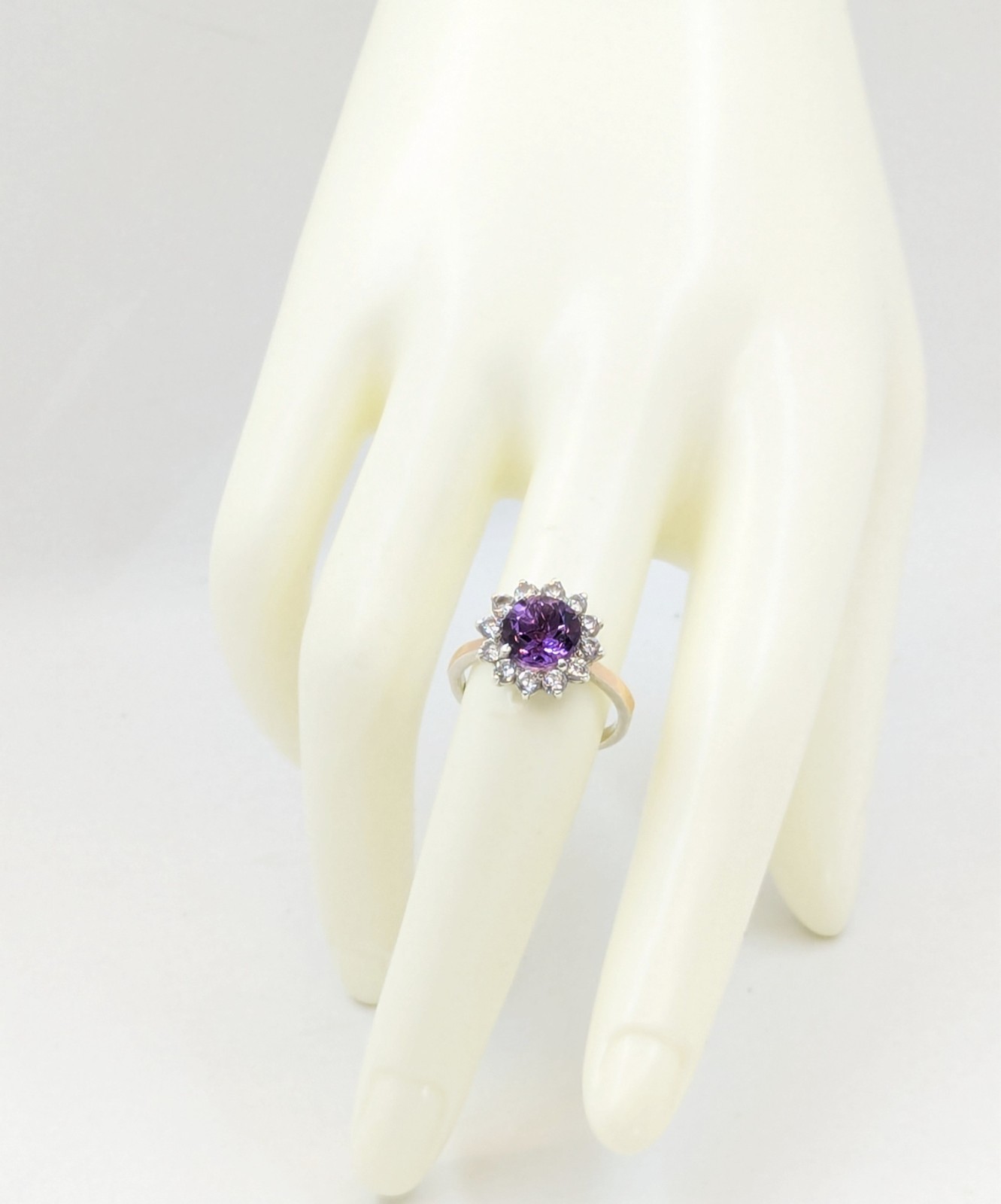Vintage Luxury RING Silver 925 with Bright Amethyst -size: 7.5US (17.5mm) | #110