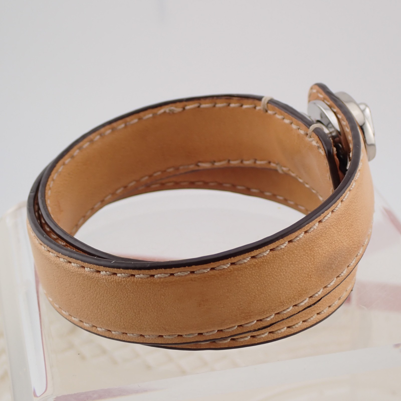 1990’s Coach Tan Leather Turnlock Double Wrap Bracelet