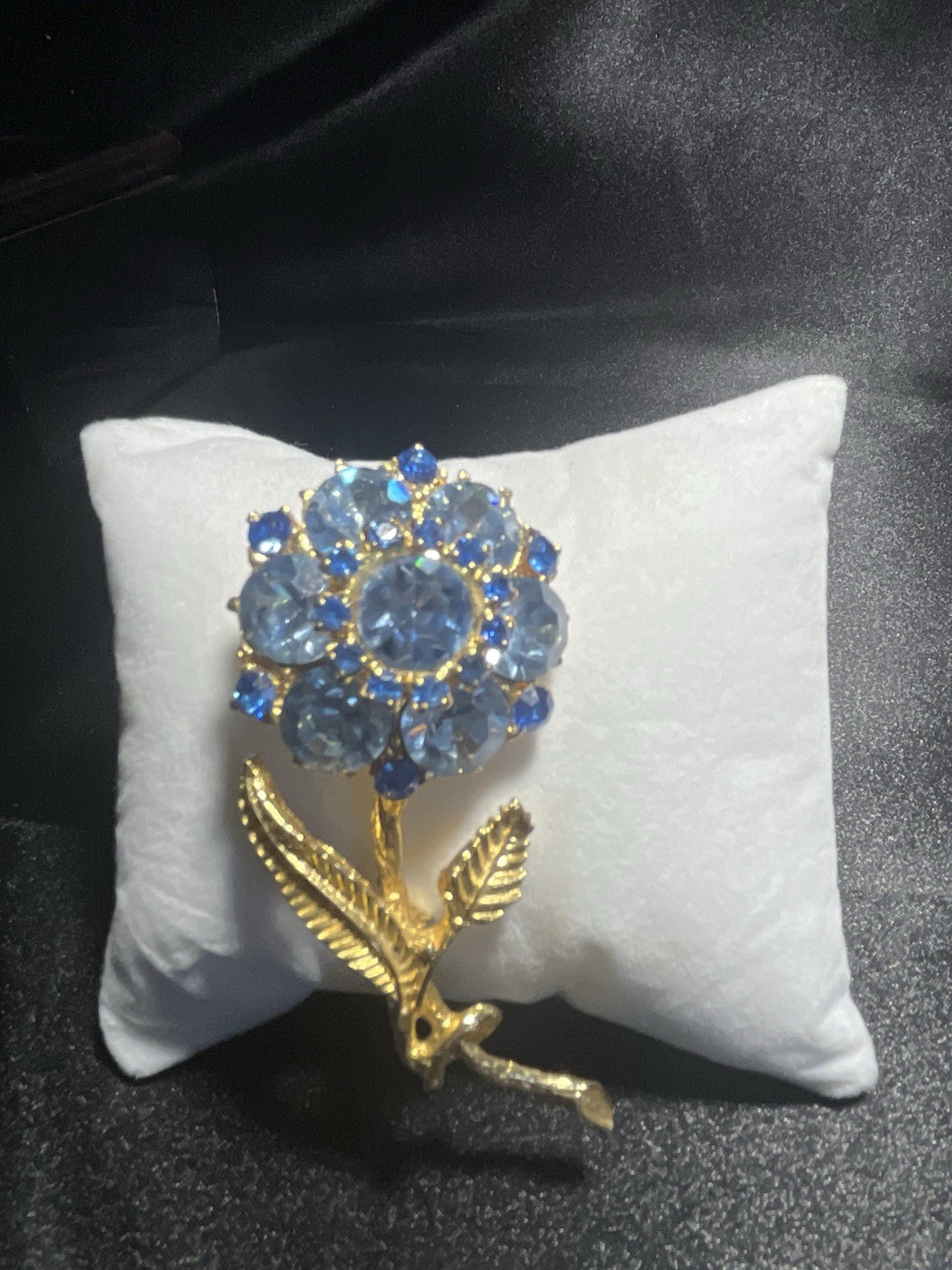Vintage Edlee Blue Flower Brooch-Signed