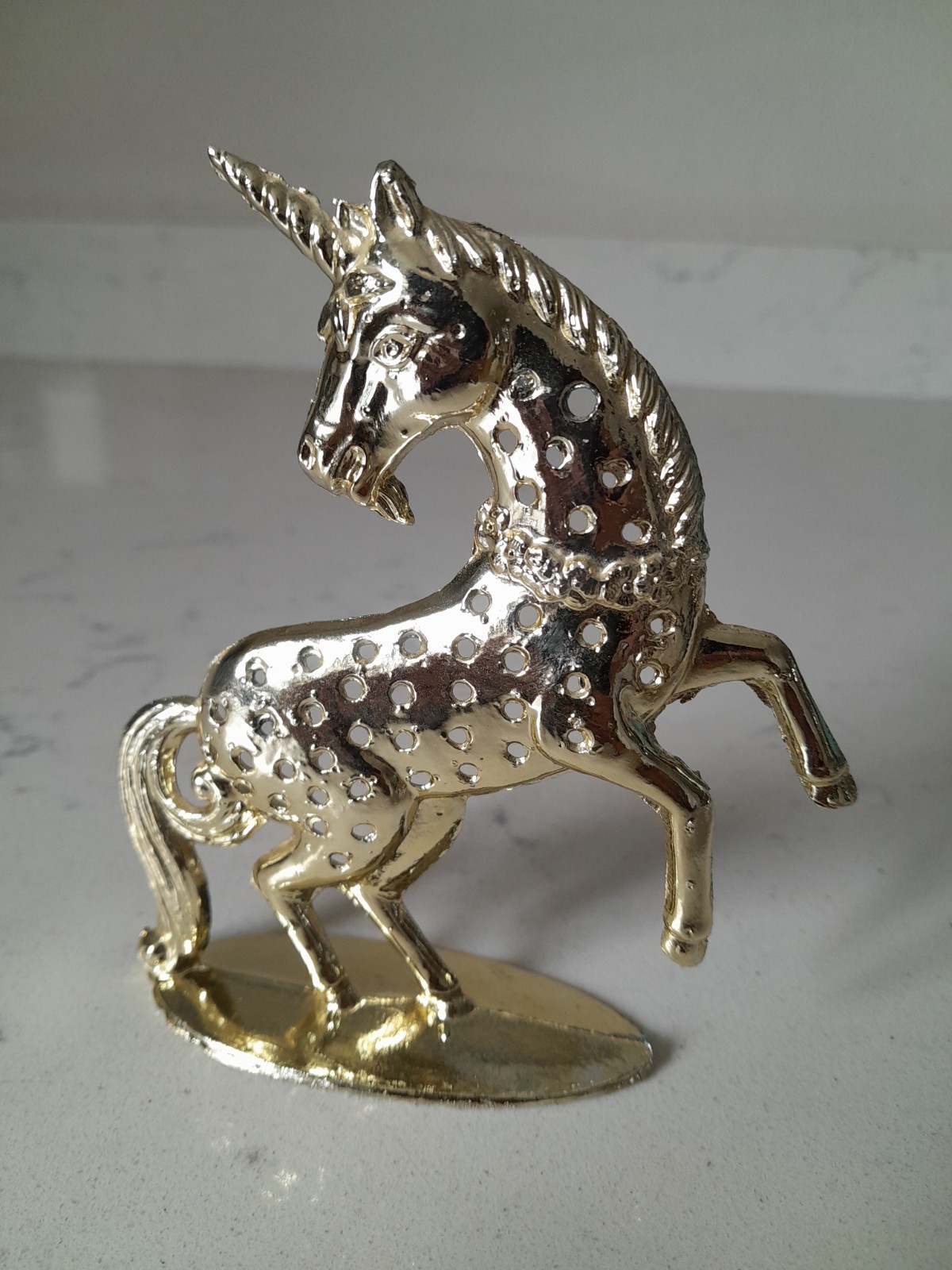 Vintage 1970’s Unique Torino Unicorn Earrings Holder Gold Tone Brass Plated