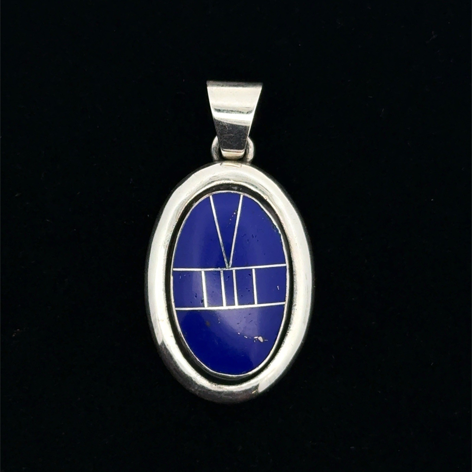 Vintage ASC 925 Sterling Silver Lapis Lazuli Channel Inlay Pendant, 6.3g, Qty. 2