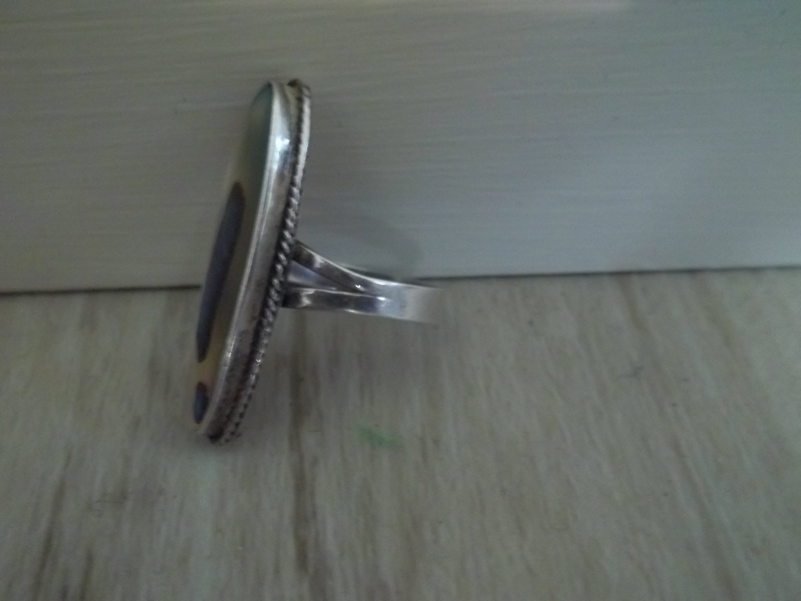 Vintage 925 Silver Abalone Ring ARF Size 6.5 READ