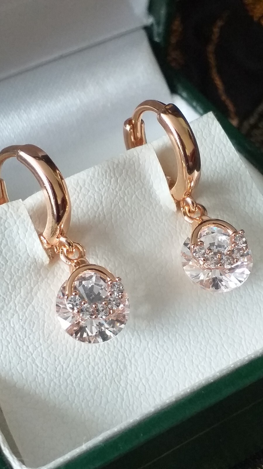 Vintage 1990-s 14 Ct Rolled Gold Zircons Earrings-Hallmarked 585 RG