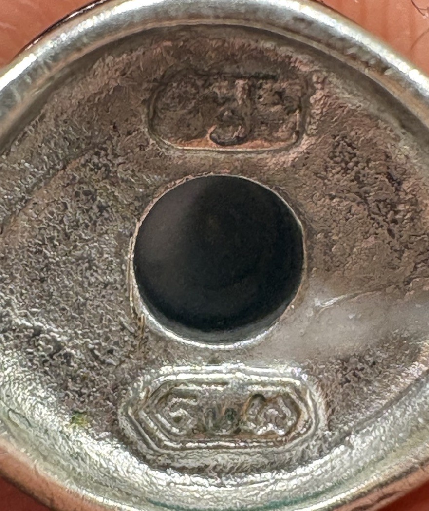 A18 Unique Adjustable 835 Silver Ring Size 7 est 1950s Black Onyx (925) Germany