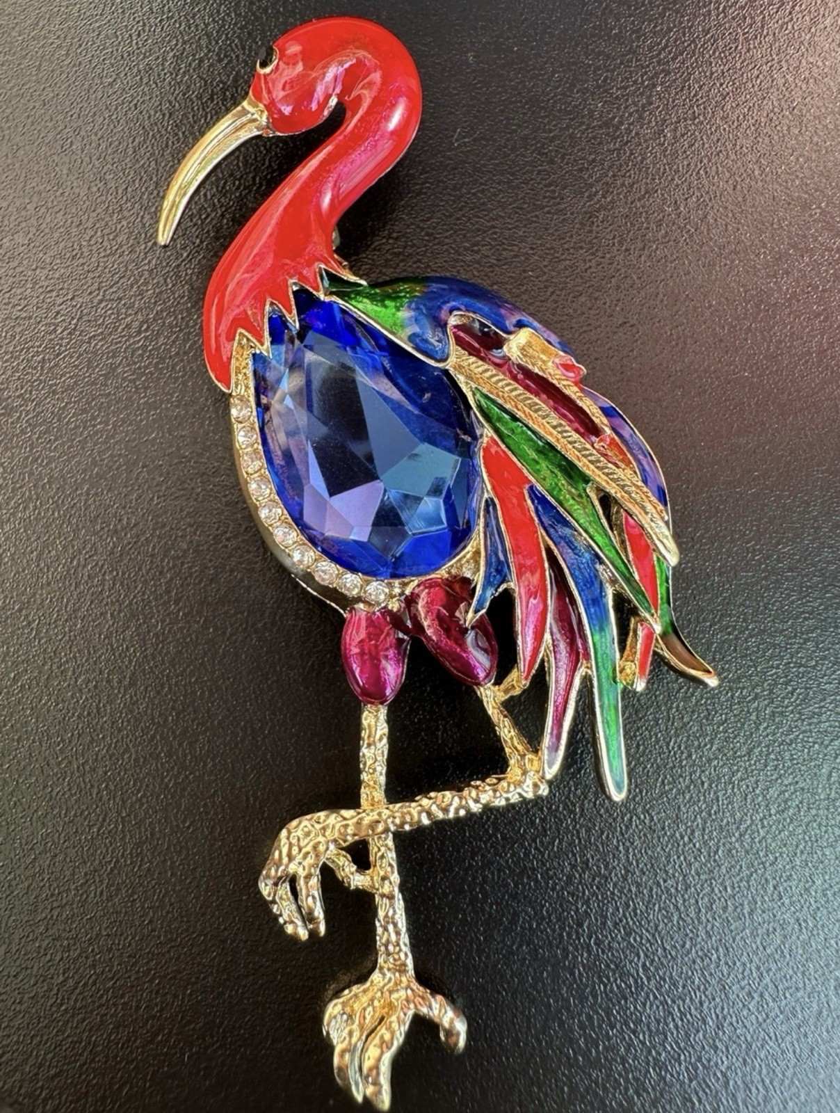 Multicolor Enamel Color Flamingo Brooch