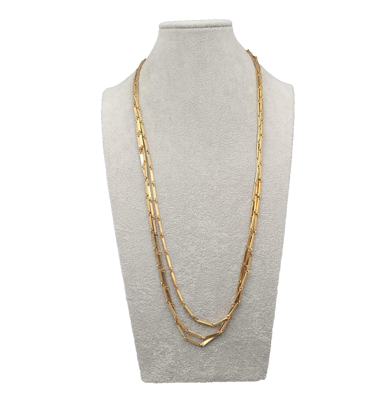 Vintage Bar Link Chain Necklace Gold tone Very LONG 84″