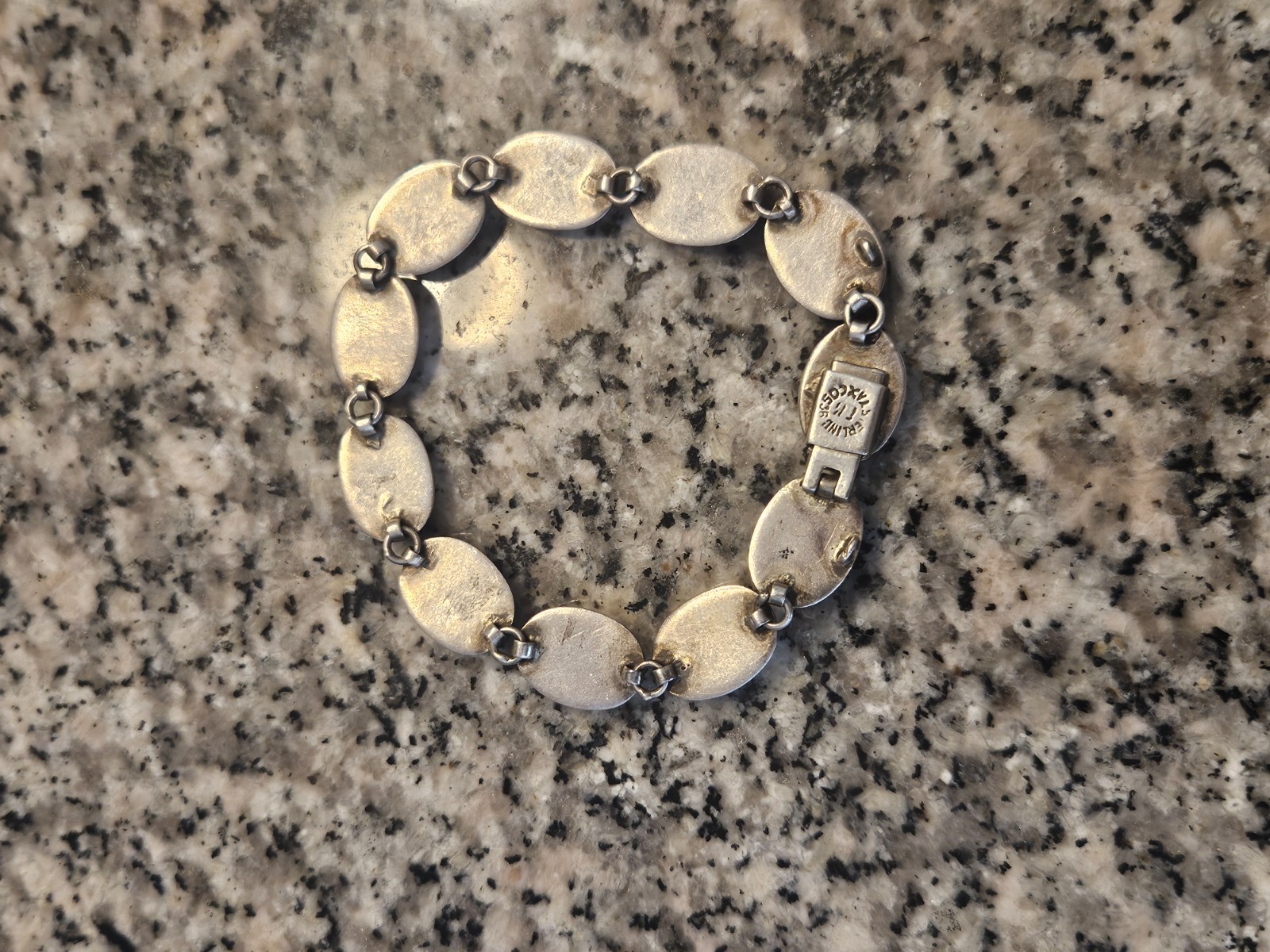 Vintage Taxco Mexico Sterling Silver Multi Stone Link Bracelet