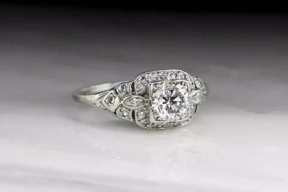 2.35Ct Art Deco Style Lab Created Diamond Anniversary 14k White Gold Finish Ring