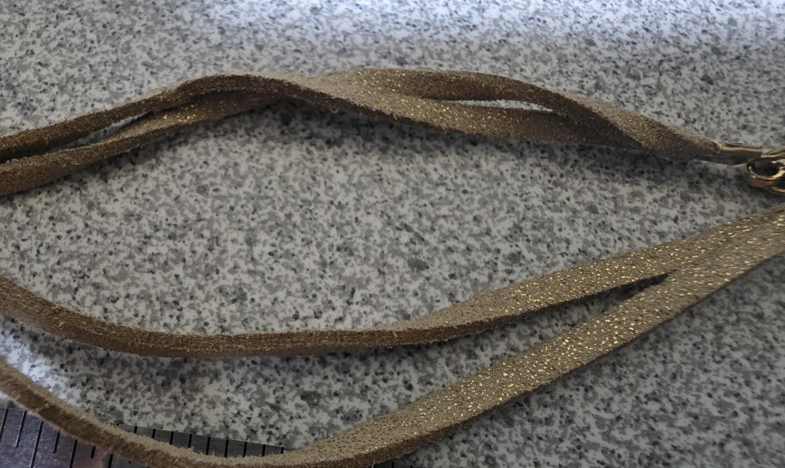 Carol Dauplaise Combination Of Materials. Goldtone Faux Suede With Teardrop…