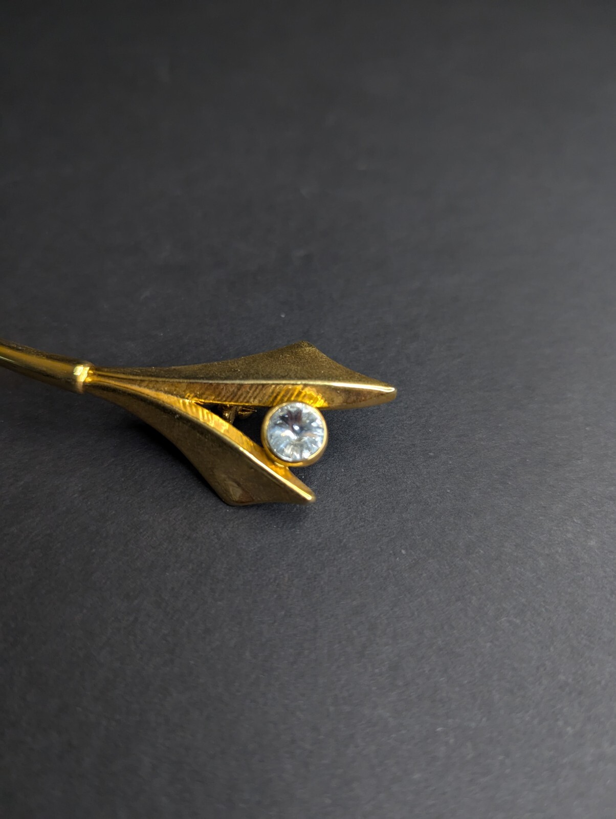 Gold Tone Sparkling Clear Rhinestone Brooch Pin Any Occasion Elegant
