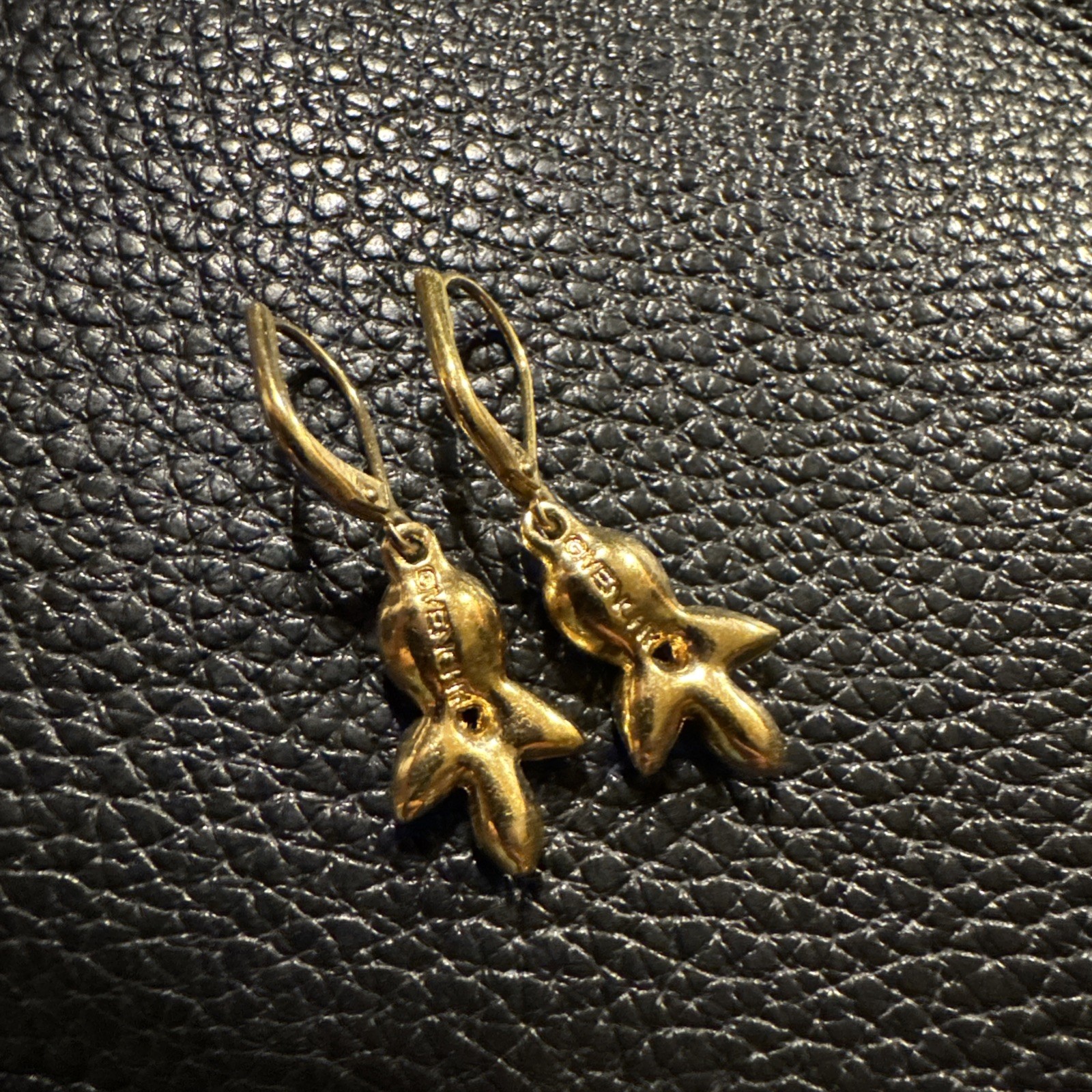 Vintage Givenchy flower Crystal Teardrop Earrings Amber Rhinestones Signed