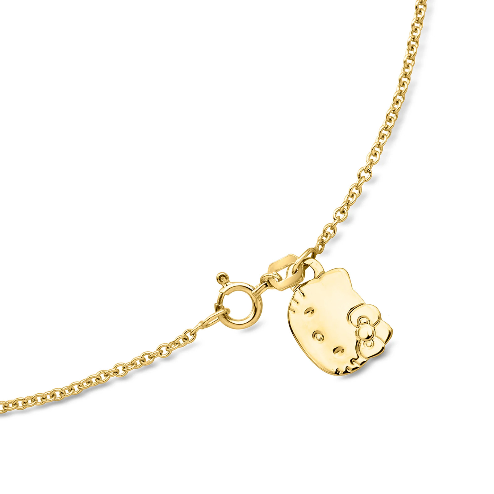 Vint Diamond Hello Kitty Ncklc w Sapphires in 18k Gold 14.5 inches