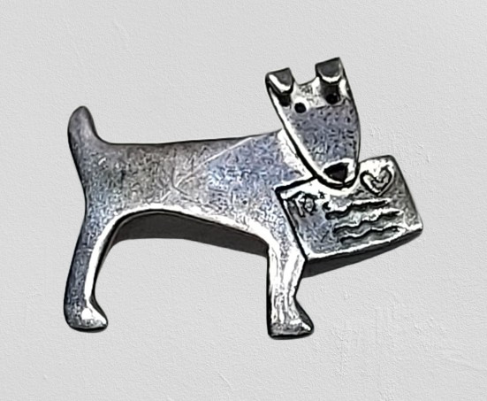 Vintage Anne & Jane Harvey 925 Mexico Sterling Silver Dog Brooch Pin