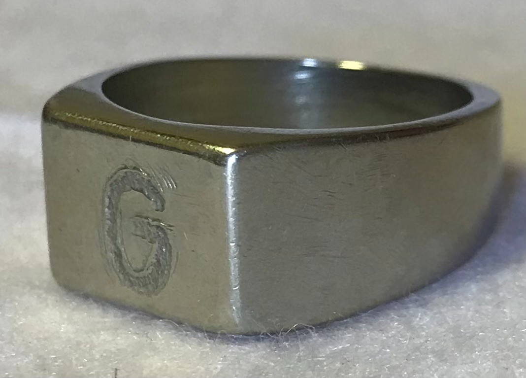 Vintage Silver Tone, Monogrammed “G” Signet Ring, Size 9 #JWL-1273