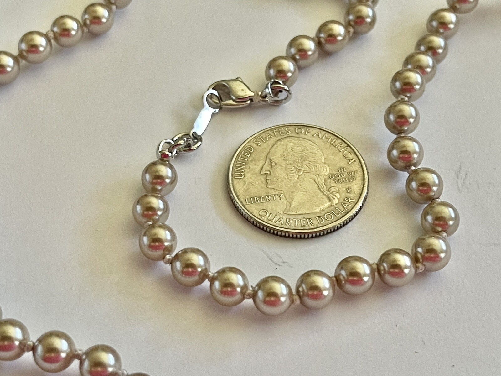 Vintage Pastel Lilac 5mm Pearl Bead Strand Necklace 24”