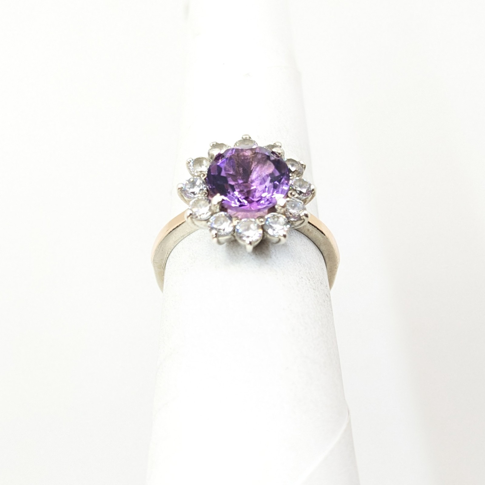 Vintage Luxury RING Silver 925 with Bright Amethyst -size: 7.5US (17.5mm) | #110