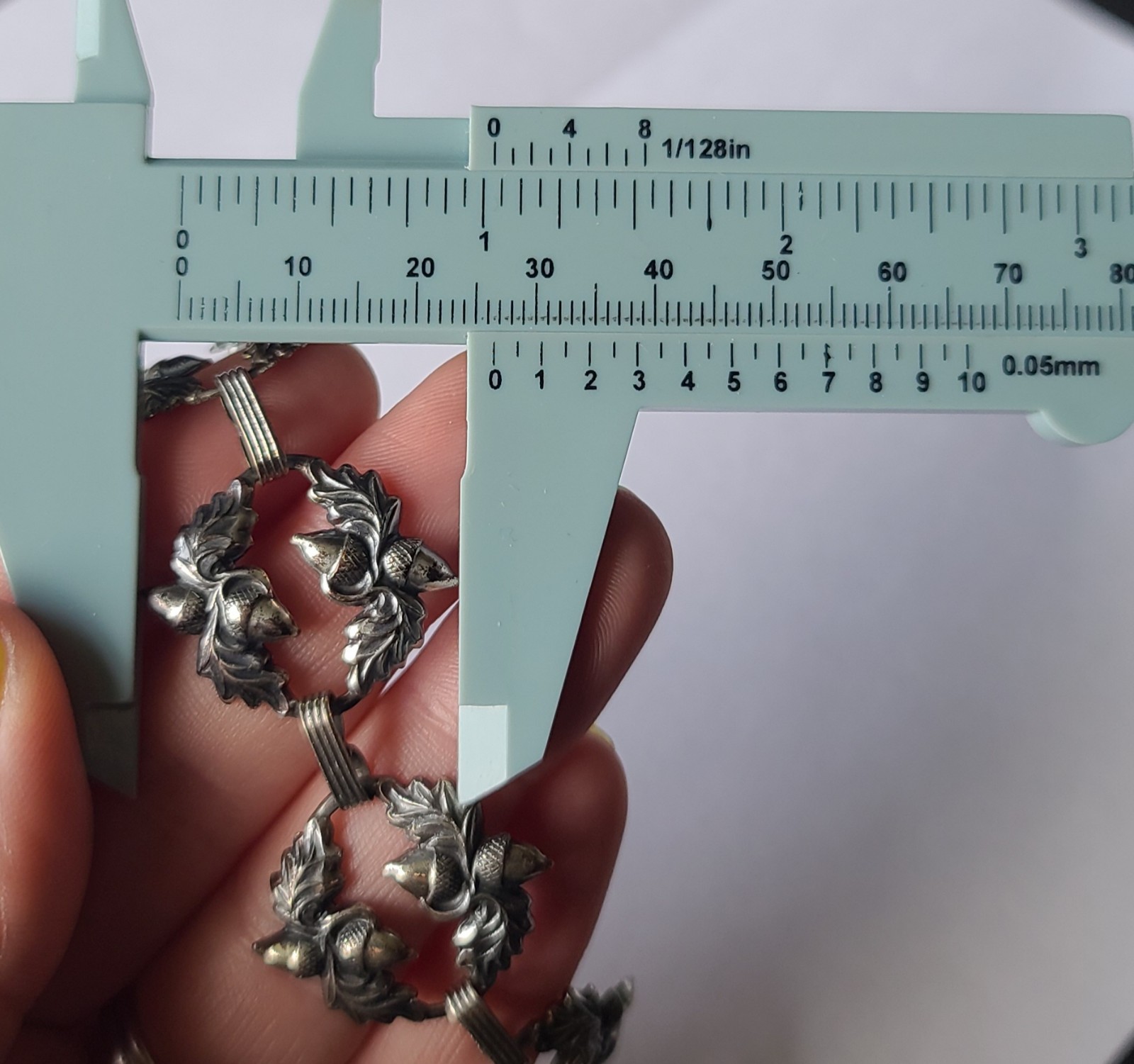 VTG Danecraft Sterling Silver Acorn Oak Leaves Wreath Bracelet Signed 7″ 14gm