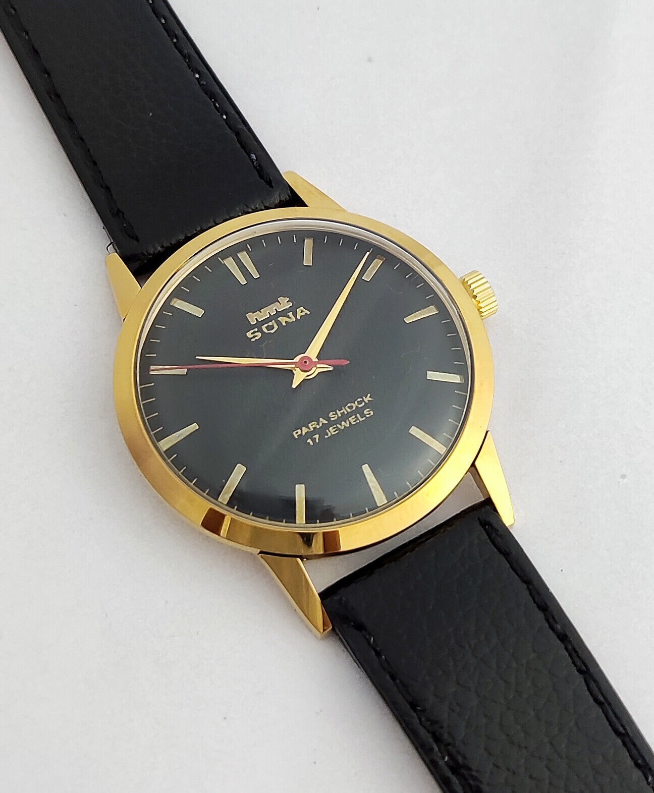 Vintage Hmt Sona Black Dial 17 Jewels Para Shock Mechanical hand winding Watch