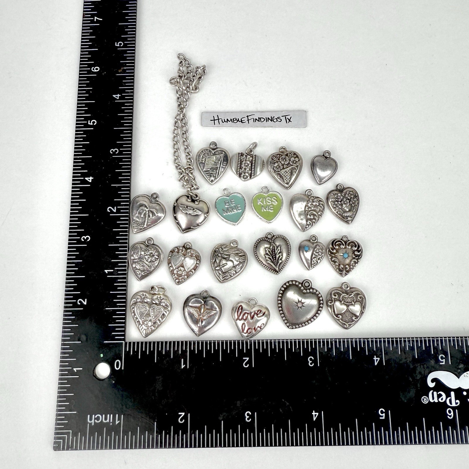 Vintage Flower Bouquet Puffy Heart Charm 925 Sterling Silver 1940s Basket Floral