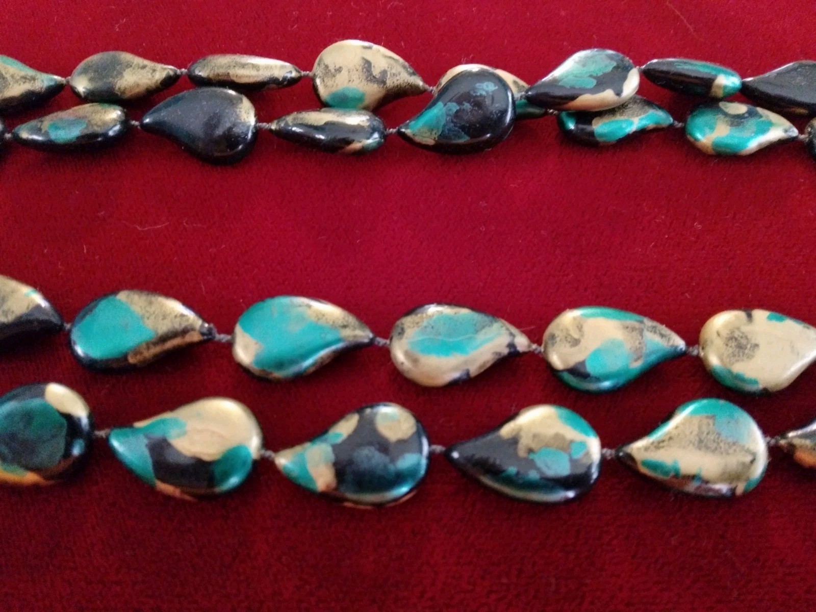 5pc Necklace Lot Enamel Acrylic Metal Rice Pearls Multi Strand Pastel Art Beads