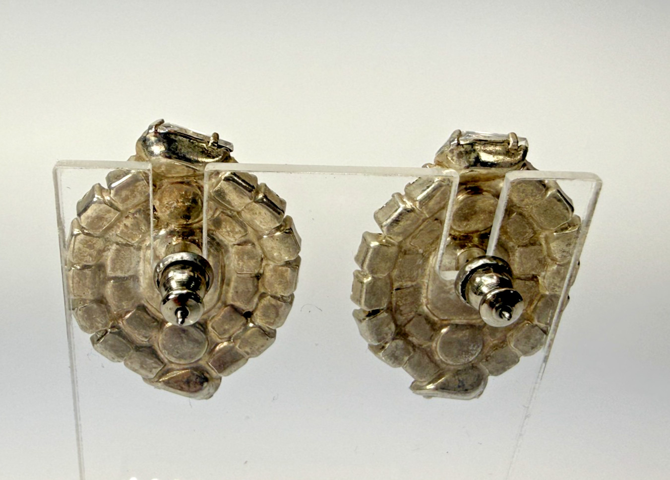 Vintage Dazzling Clear Prong Set Rhinestone Dangle Drop Earrings