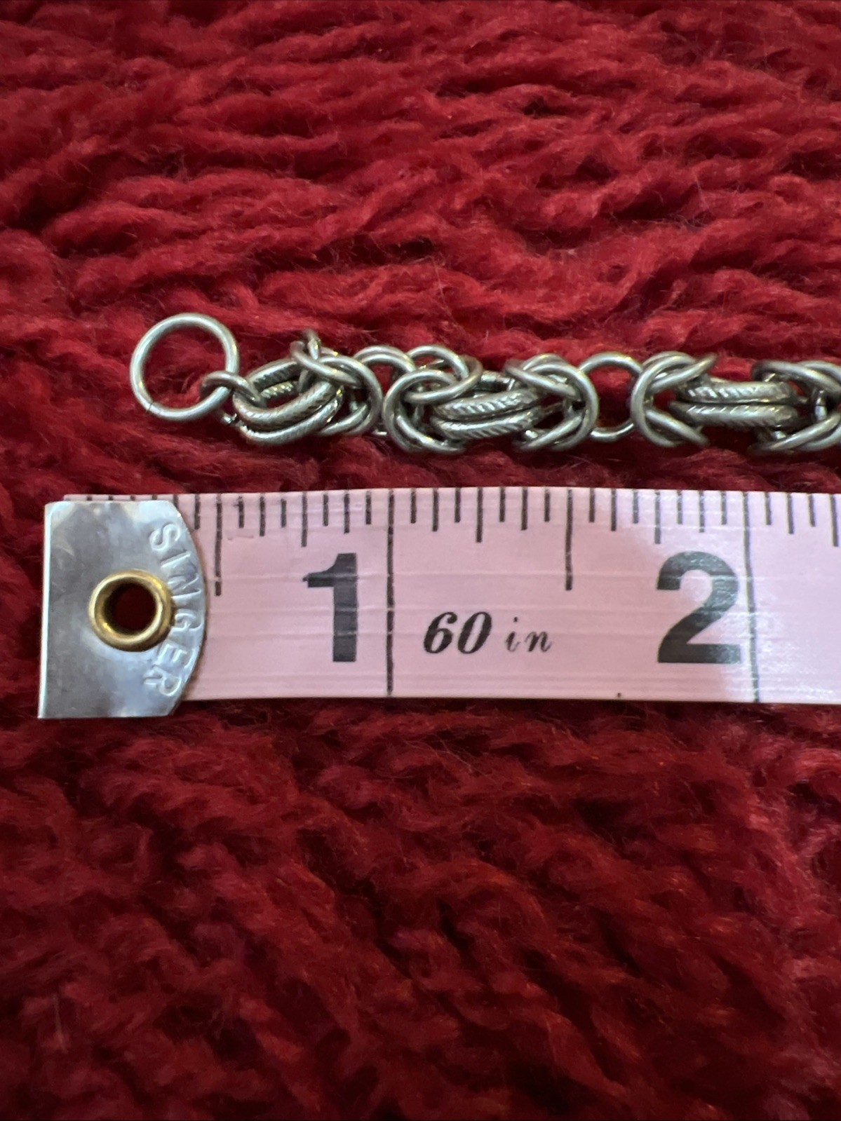 Vintage Multi Link Chainmail Silver Tone Charm Bracelet 7.75”