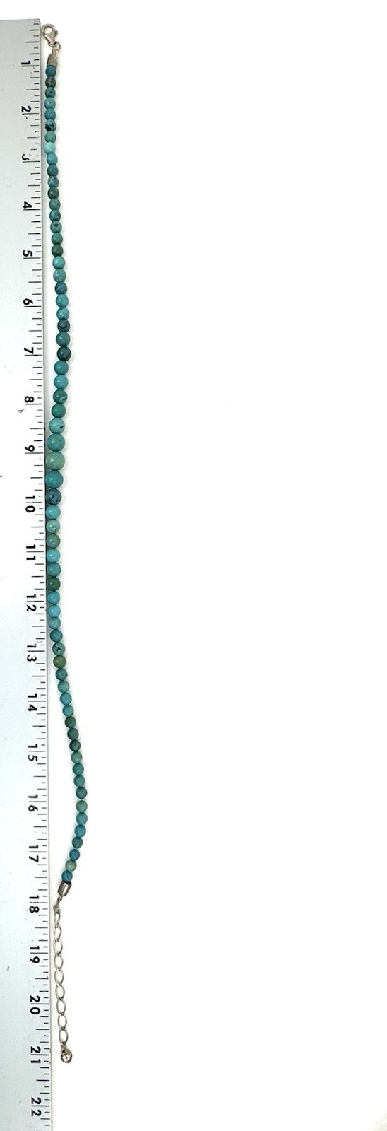 DTR Sterling Turquoise Bead Necklace Graduated Blue Green Stone 18-21 In