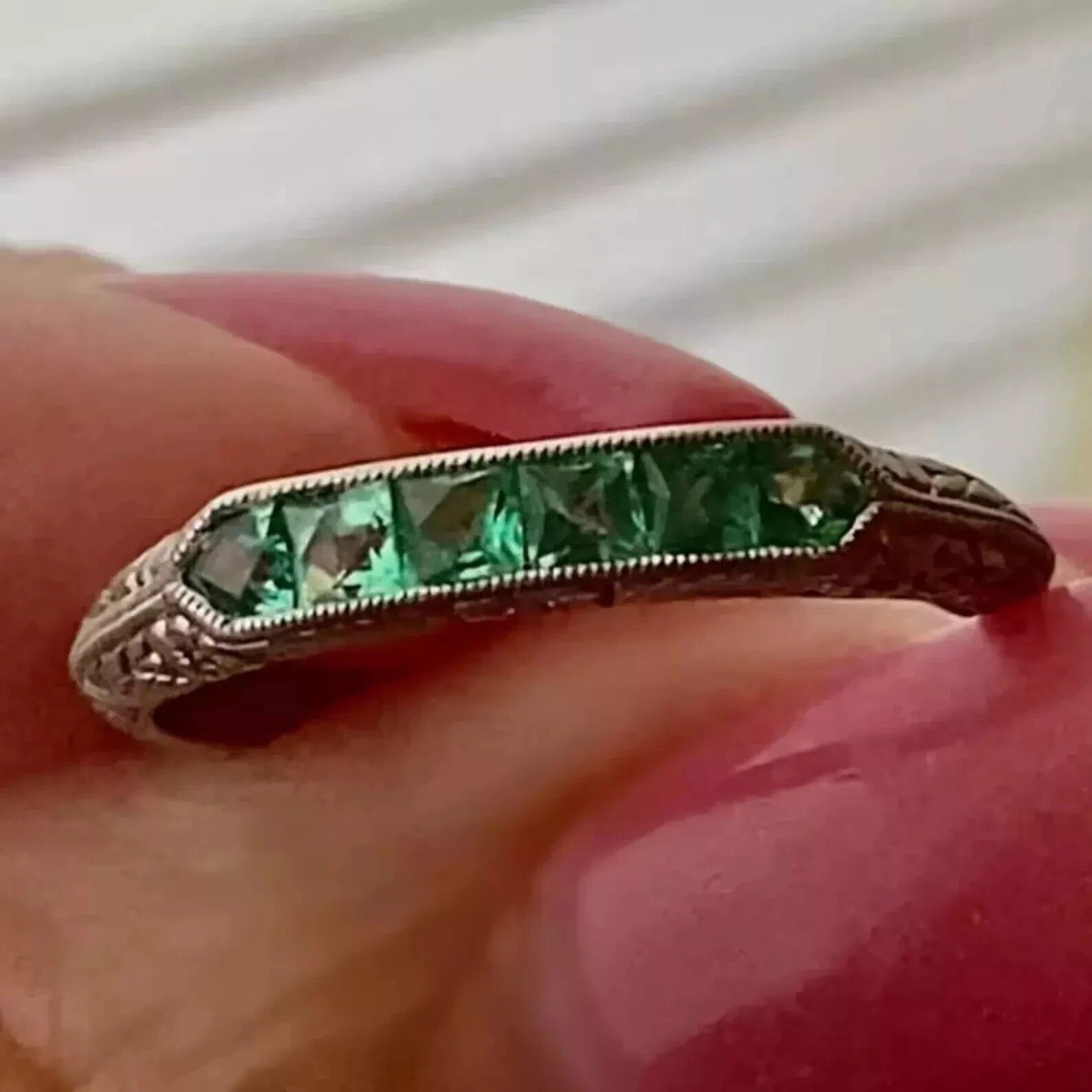 2.05Ct Art Deco Style Lab Created Diamond Anniversary 14K White Gold Finish Ring