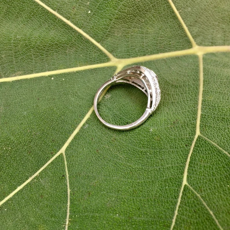 Art Deco Style Lab Created Diamond Bezel Set 14K White Gold FN Engagement Ring