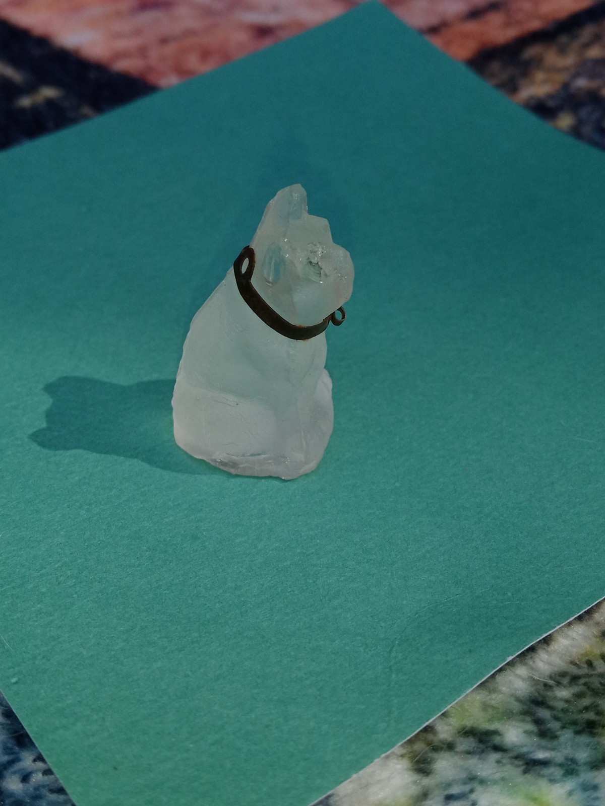 Antique, Vintage, Czech Clear Pug, Bulldog Cracker Jack Glass Charm, Prize, 1″
